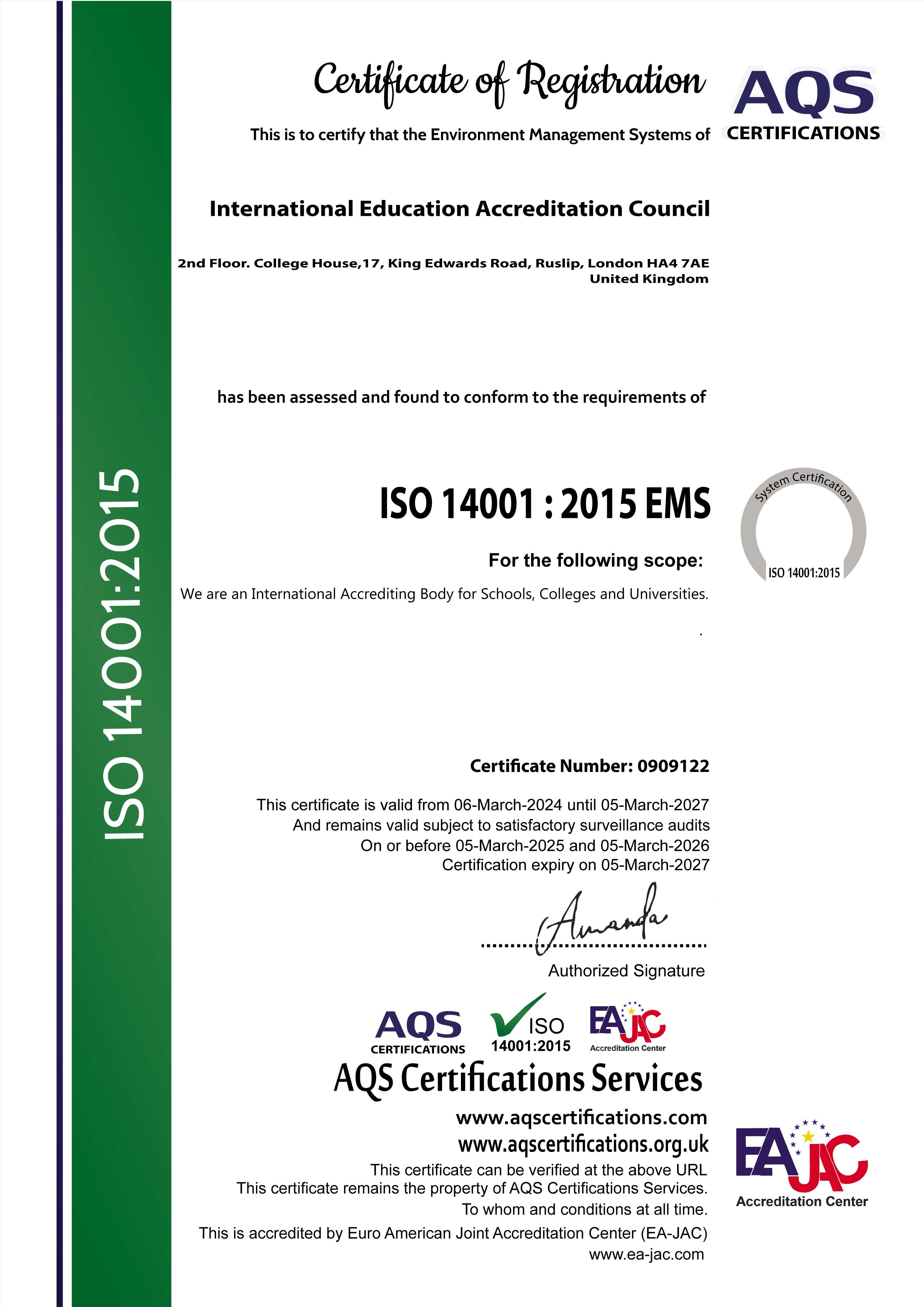 ISO 14001 : 2015 EMS