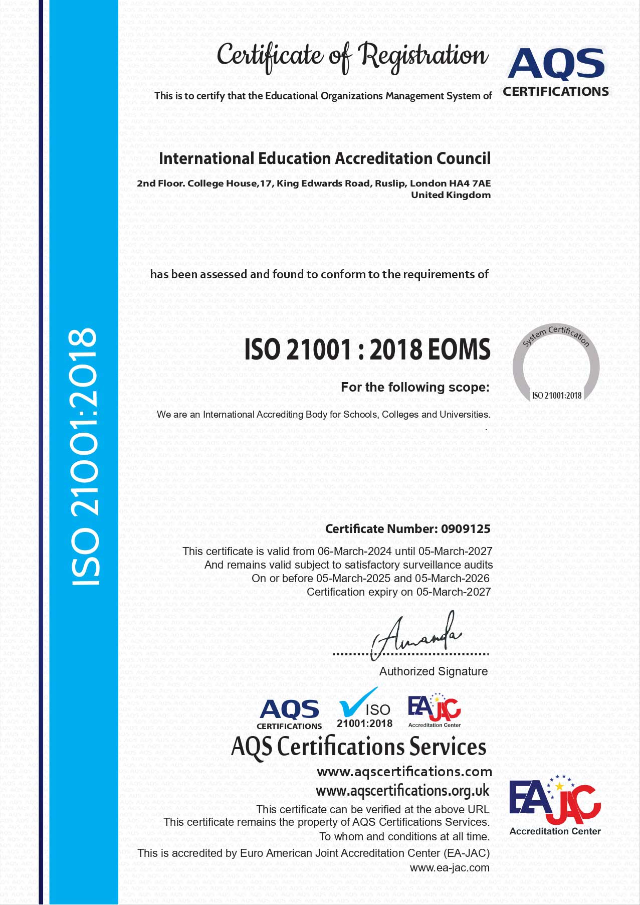 ISO 21001 : 2018 EOMS